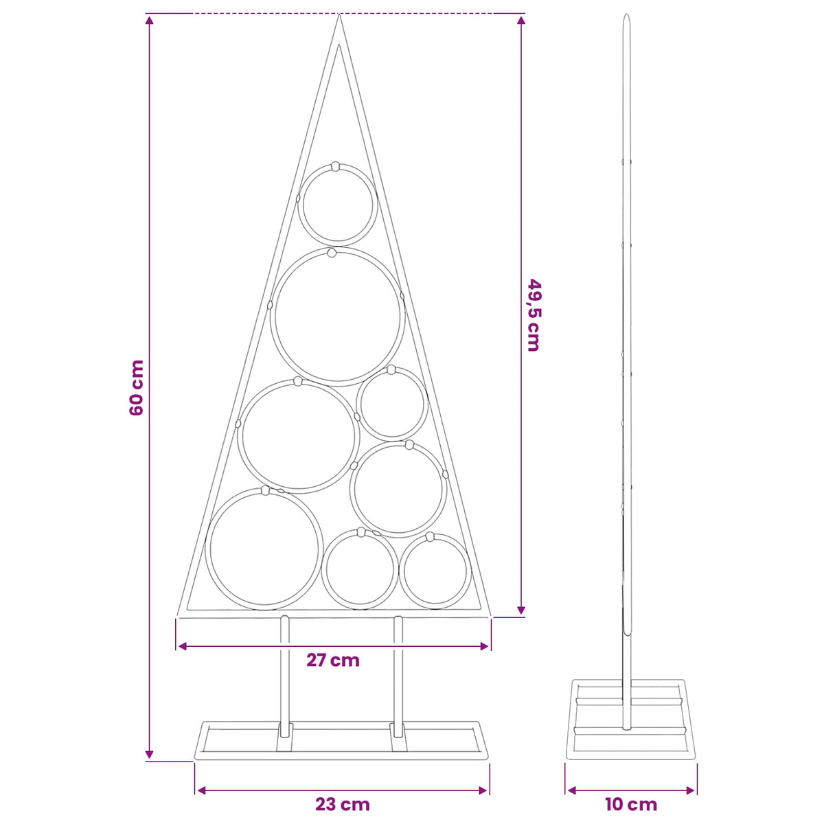 Metall-Weihnachtsbaum Deko Schwarz 60 cm
