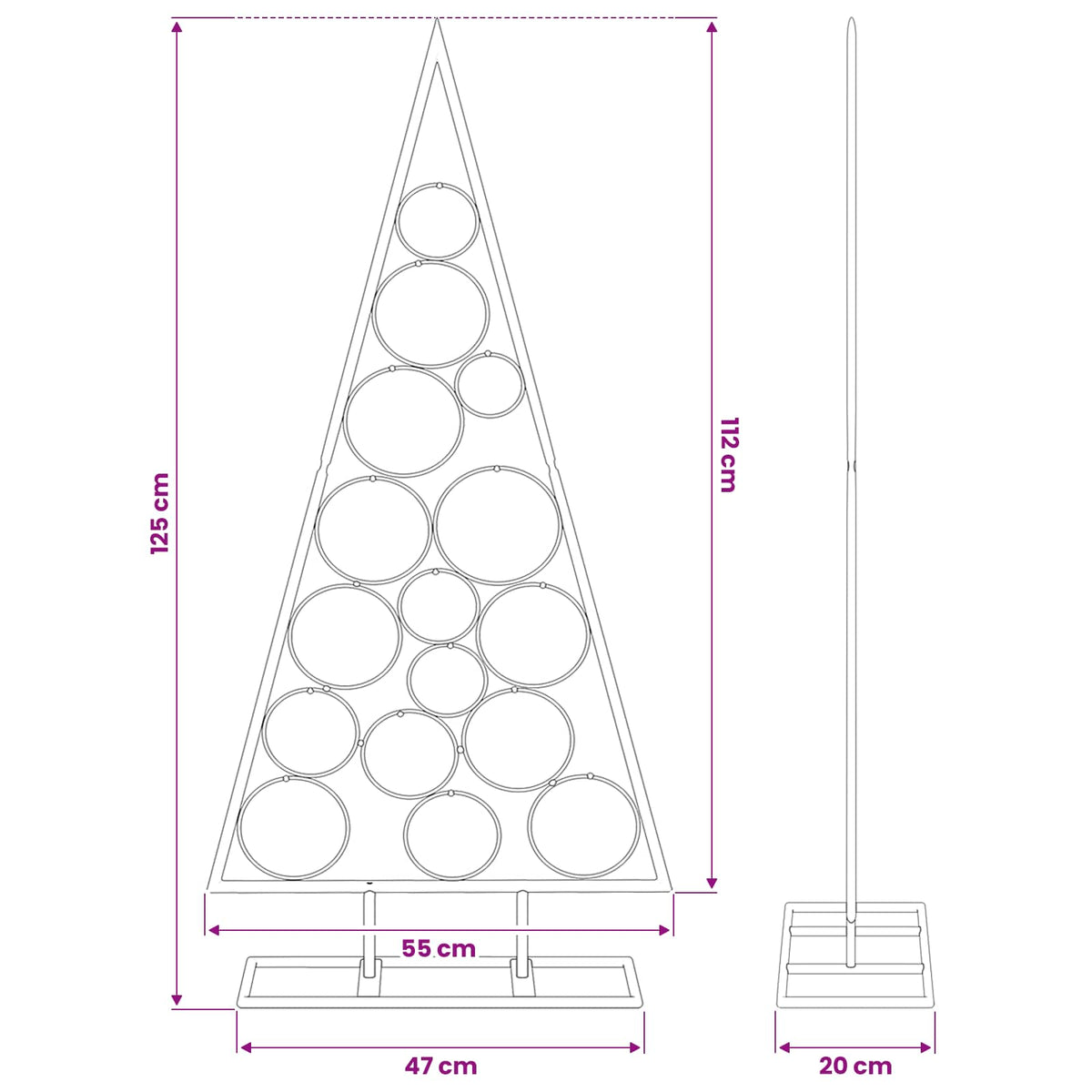 Metall-Weihnachtsbaum für Dekorationen Schwarz 125 cm