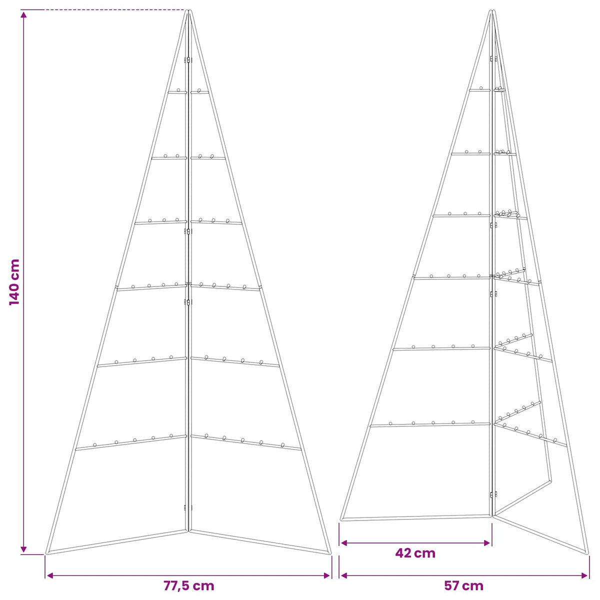 Metall-Weihnachtsbaum für Dekorationen Schwarz 140 cm