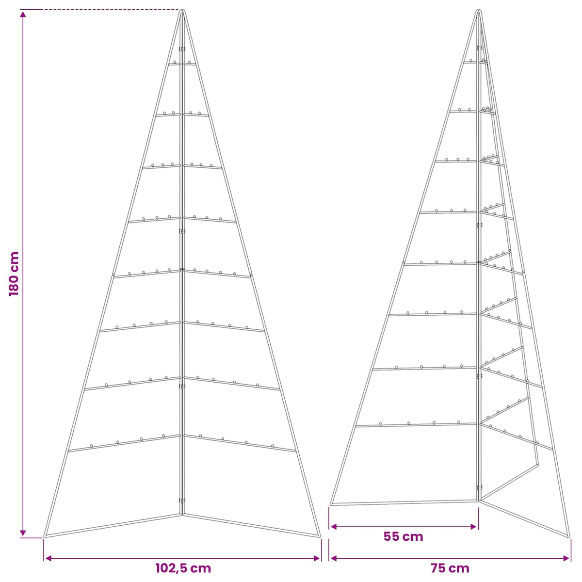 Metall-Weihnachtsbaum für Dekorationen Schwarz 180 cm