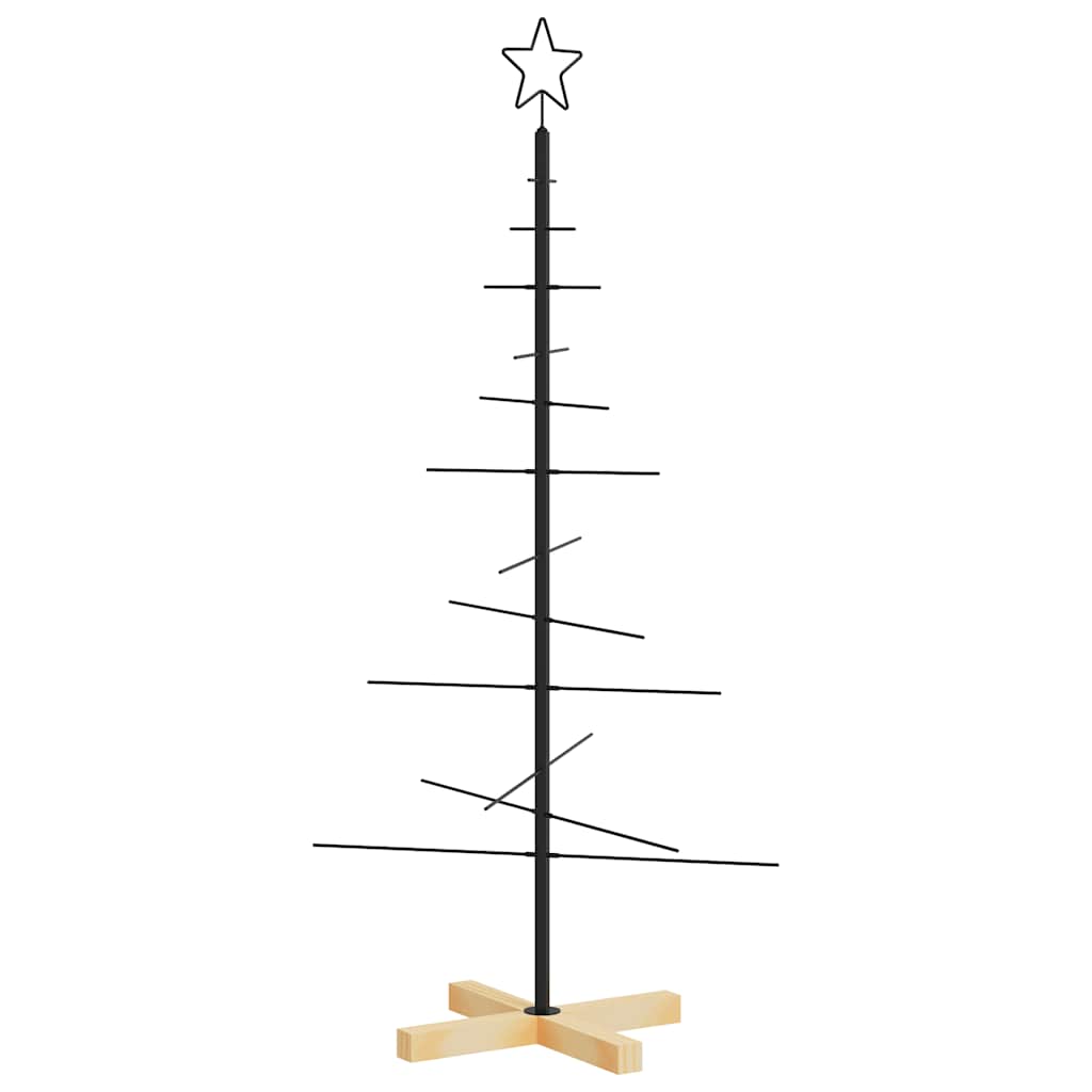 Weihnachtsbaum Metall mit Holzständer Schwarz 120 cm