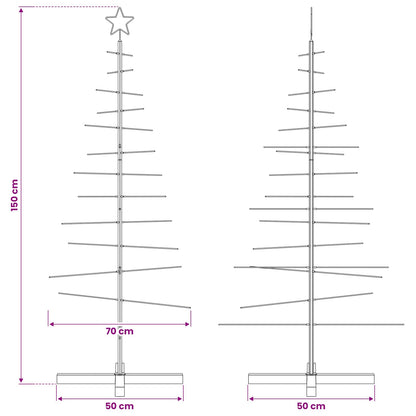 Weihnachtsbaum Metall mit Holzständer Schwarz 150 cm