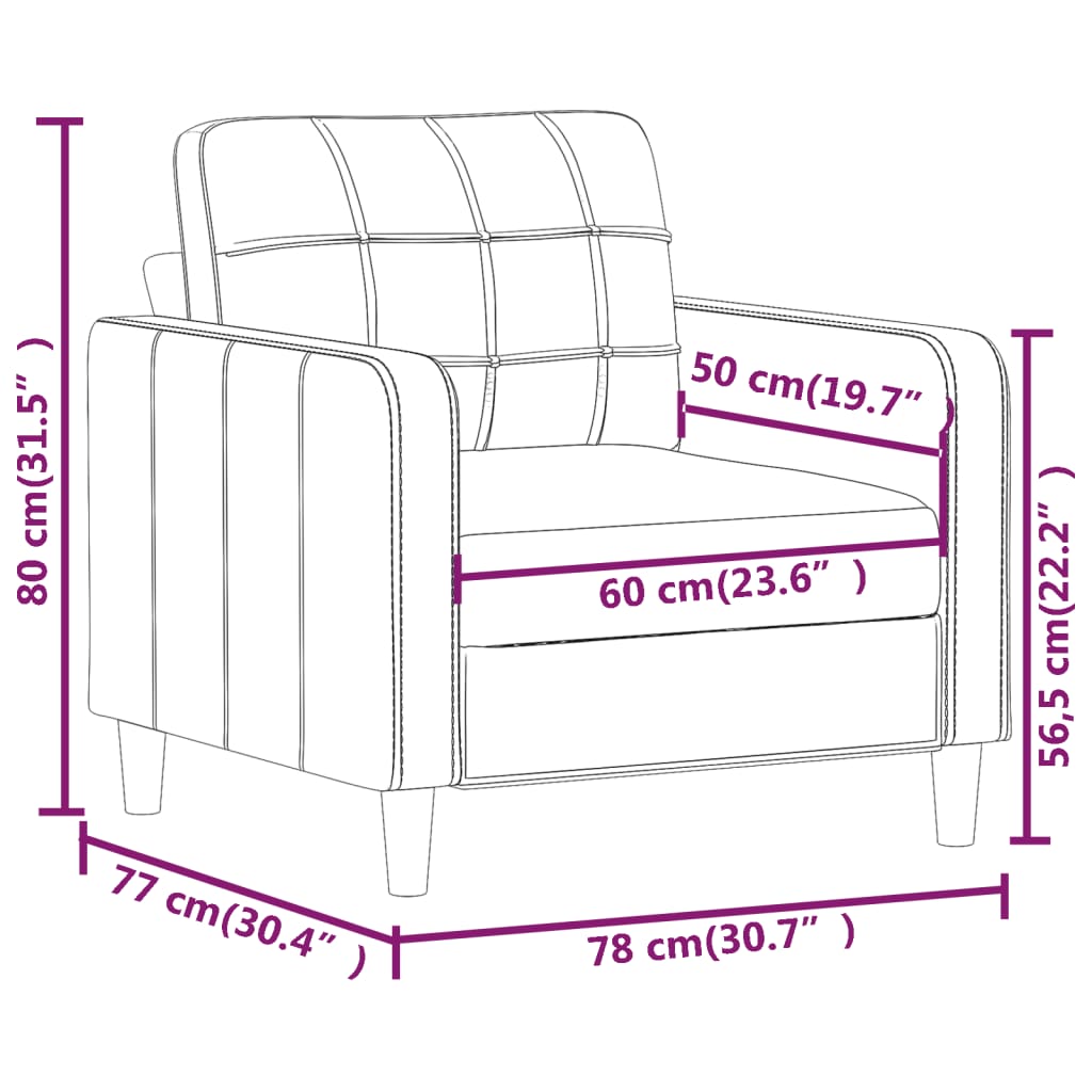 Sofasessel Hellgrau 60 cm Stoff