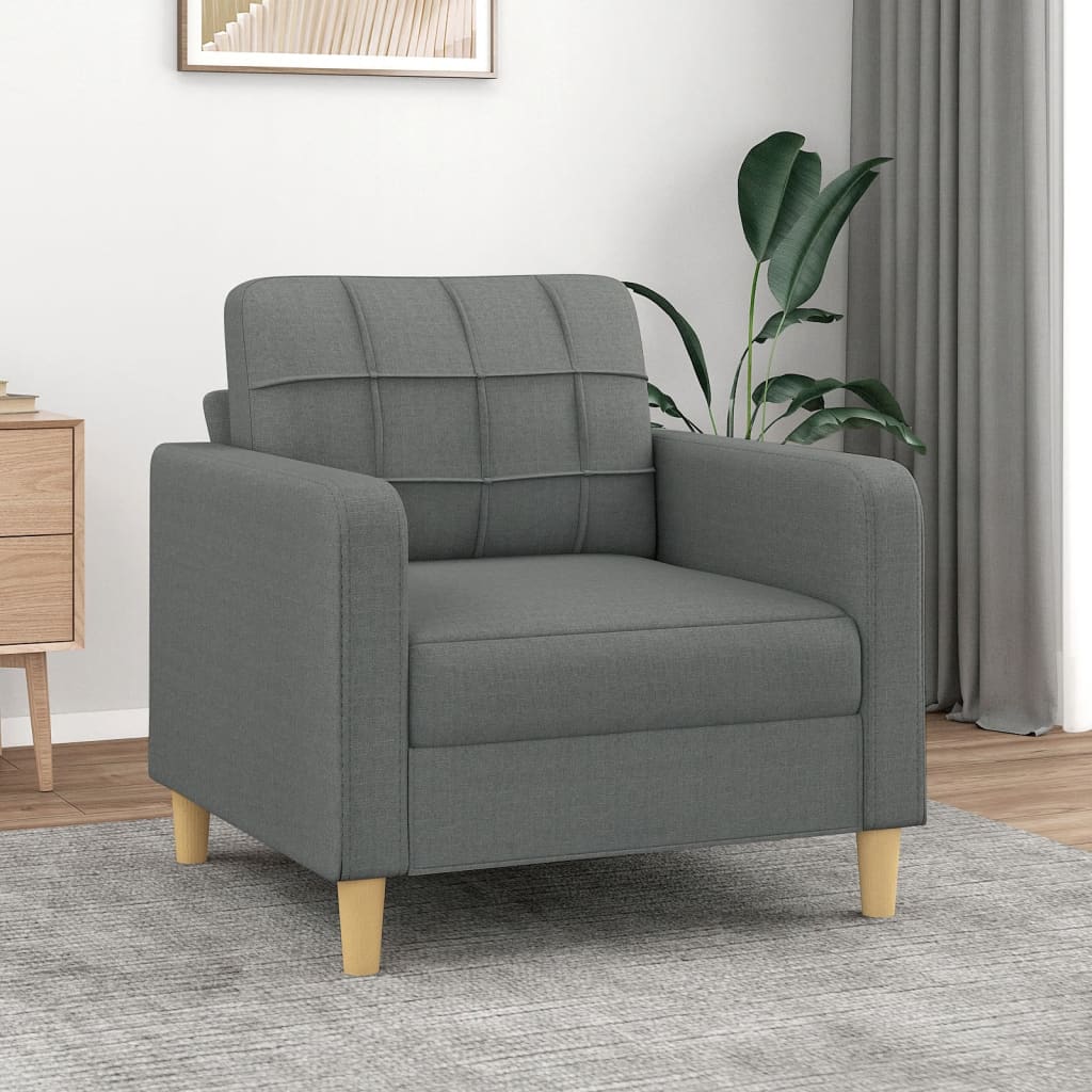 Canapé fauteuil tissu gris foncé 60 cm