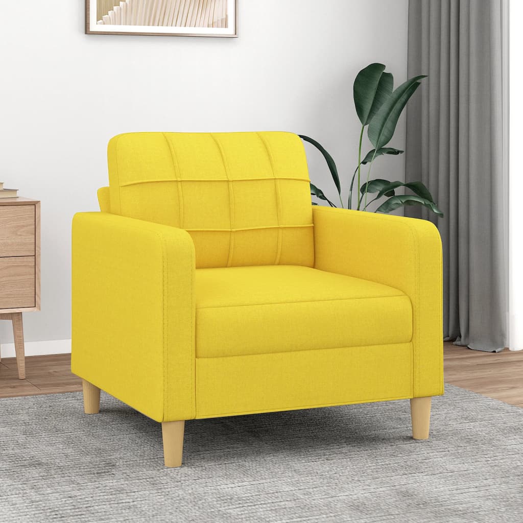 Canapé fauteuil jaune clair 60 cm tissu