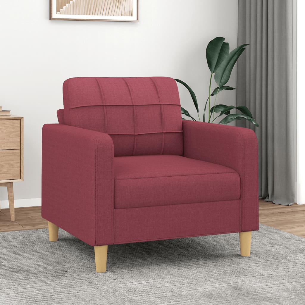 Canapé fauteuil rouge vin 60 cm tissu