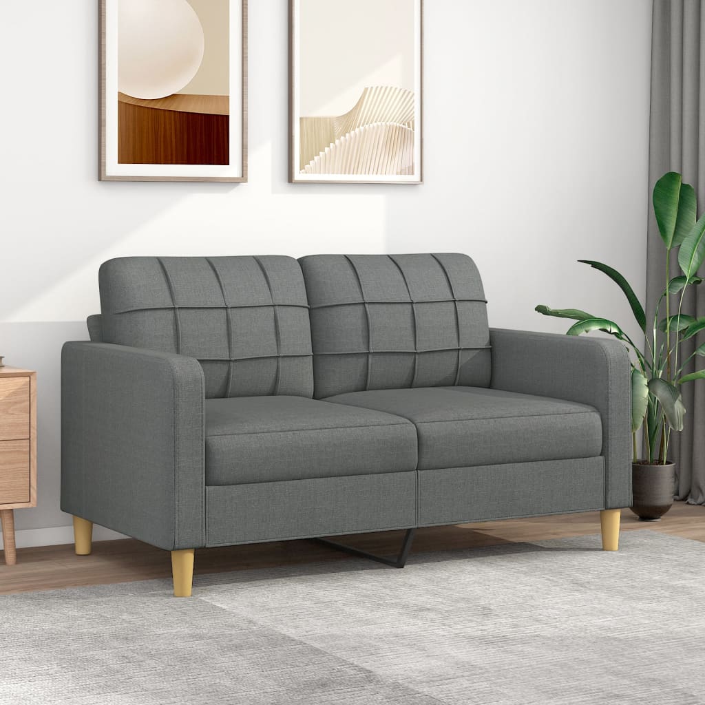 2-seater sofa dark grey 140 cm fabric