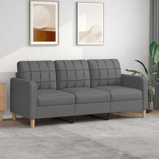 Canapé 3 places tissu gris foncé 180 cm
