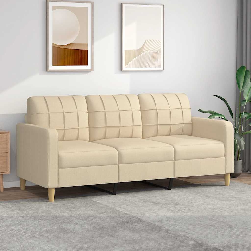 3-seater sofa cream 180 cm fabric