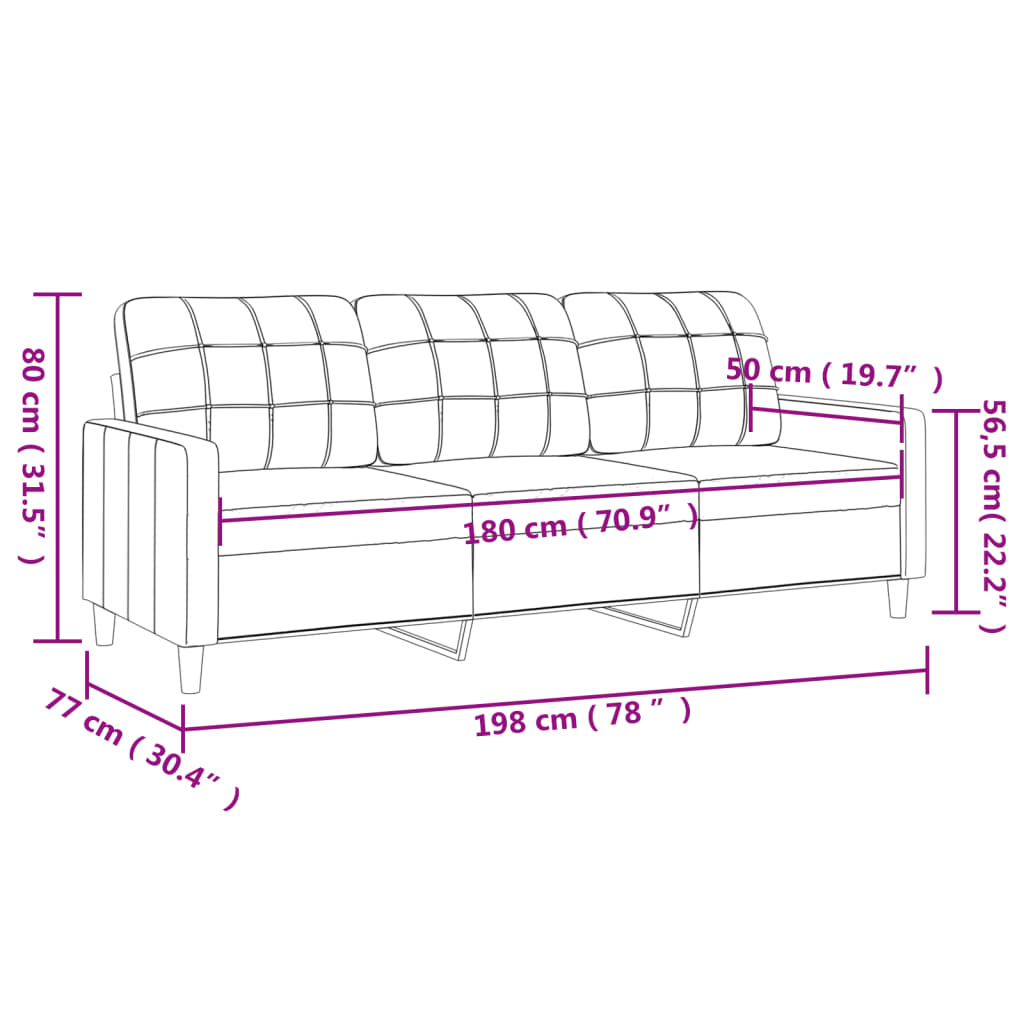 Canapé 3 places tissu jaune clair 180 cm