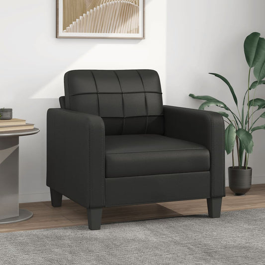 Fauteuil noir 60 cm simili cuir