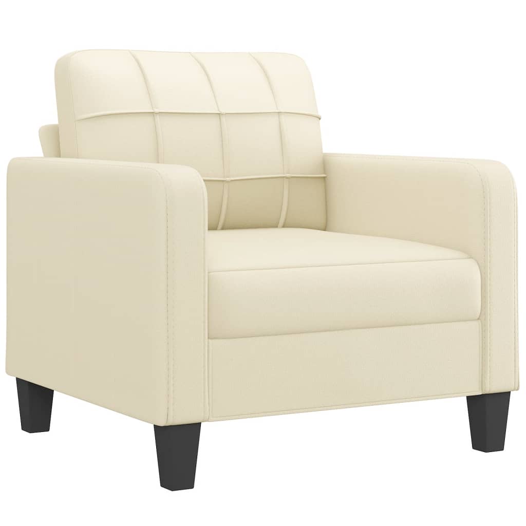 Fauteuil crème 60 cm simili cuir