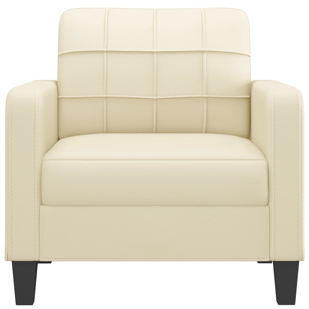 Fauteuil crème 60 cm simili cuir