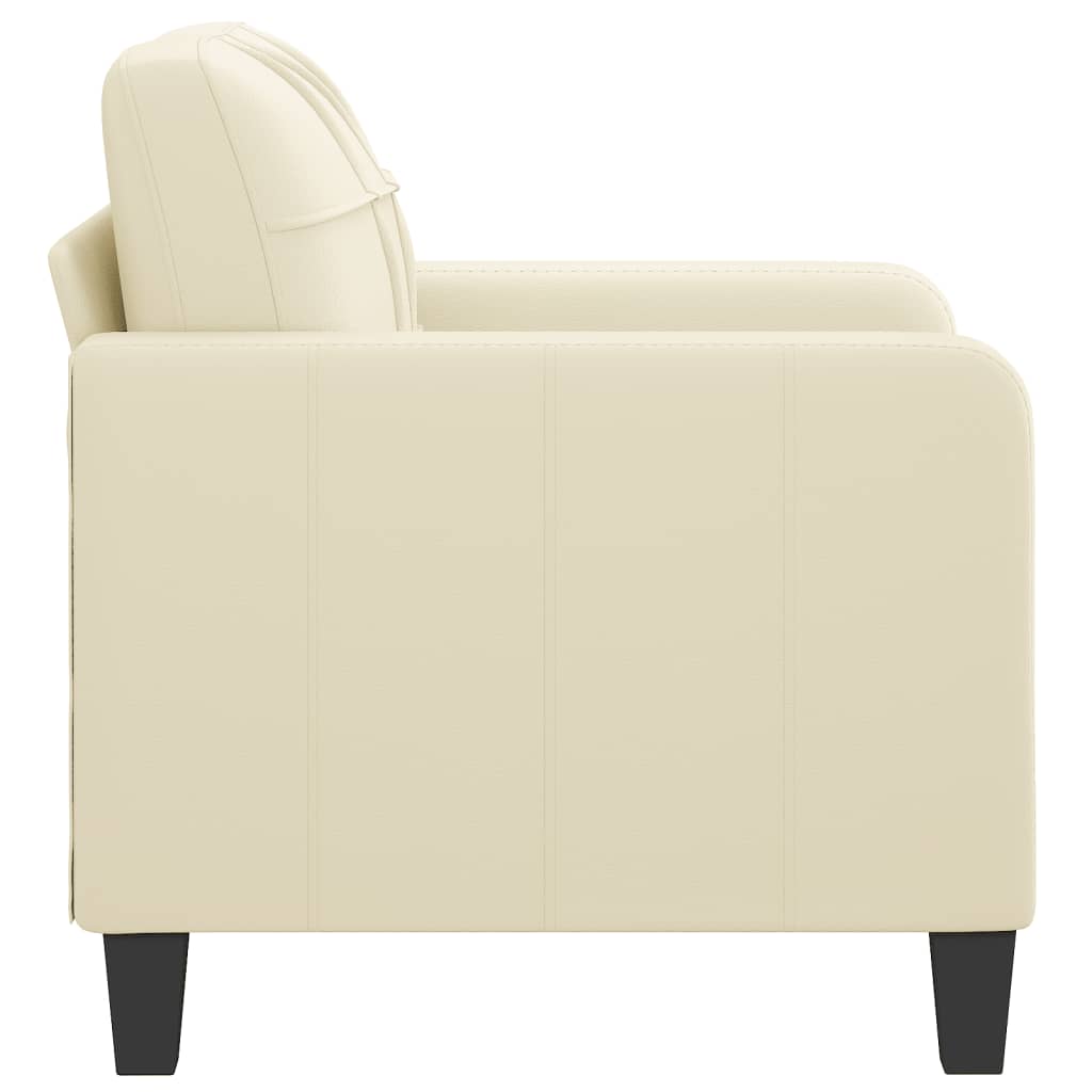 Fauteuil crème 60 cm simili cuir