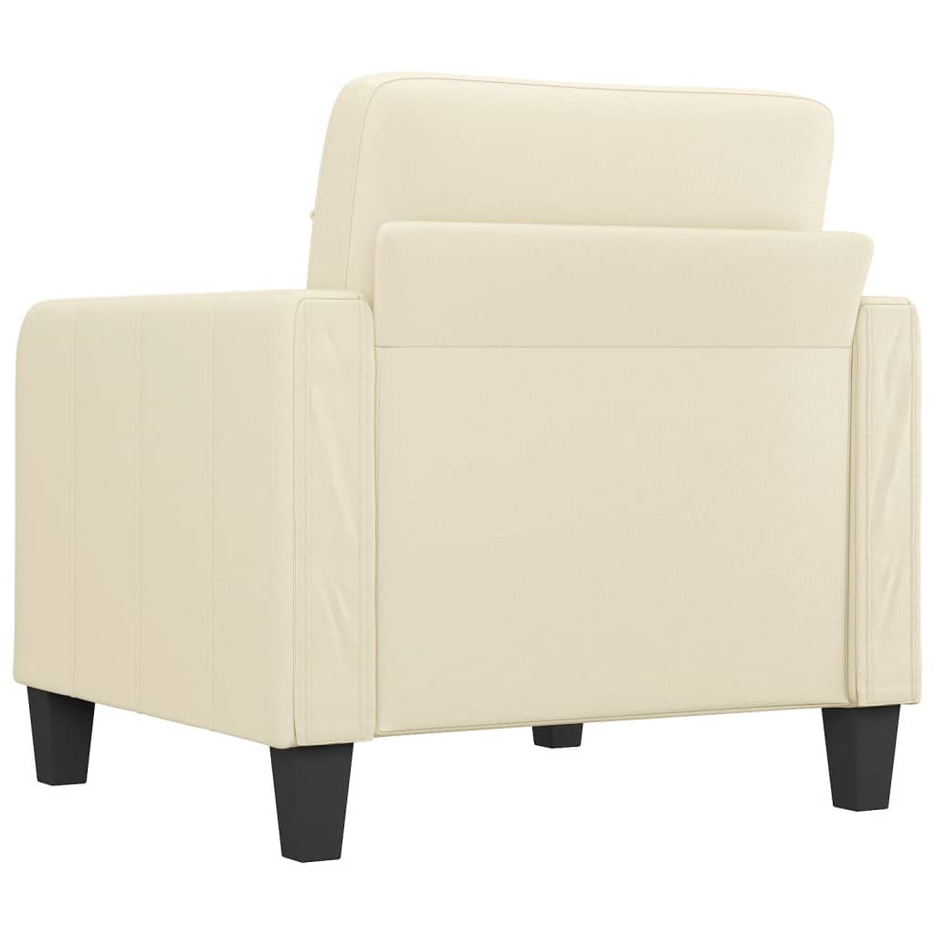 Fauteuil crème 60 cm simili cuir