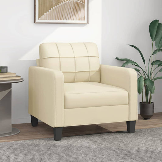 Fauteuil crème 60 cm simili cuir