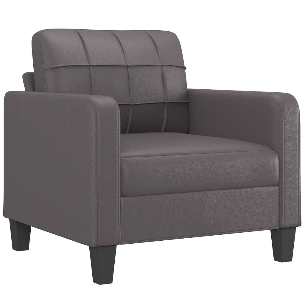 Fauteuil gris 60 cm simili cuir