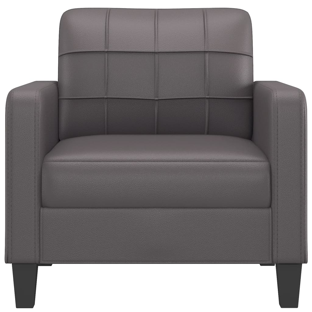 Fauteuil gris 60 cm simili cuir