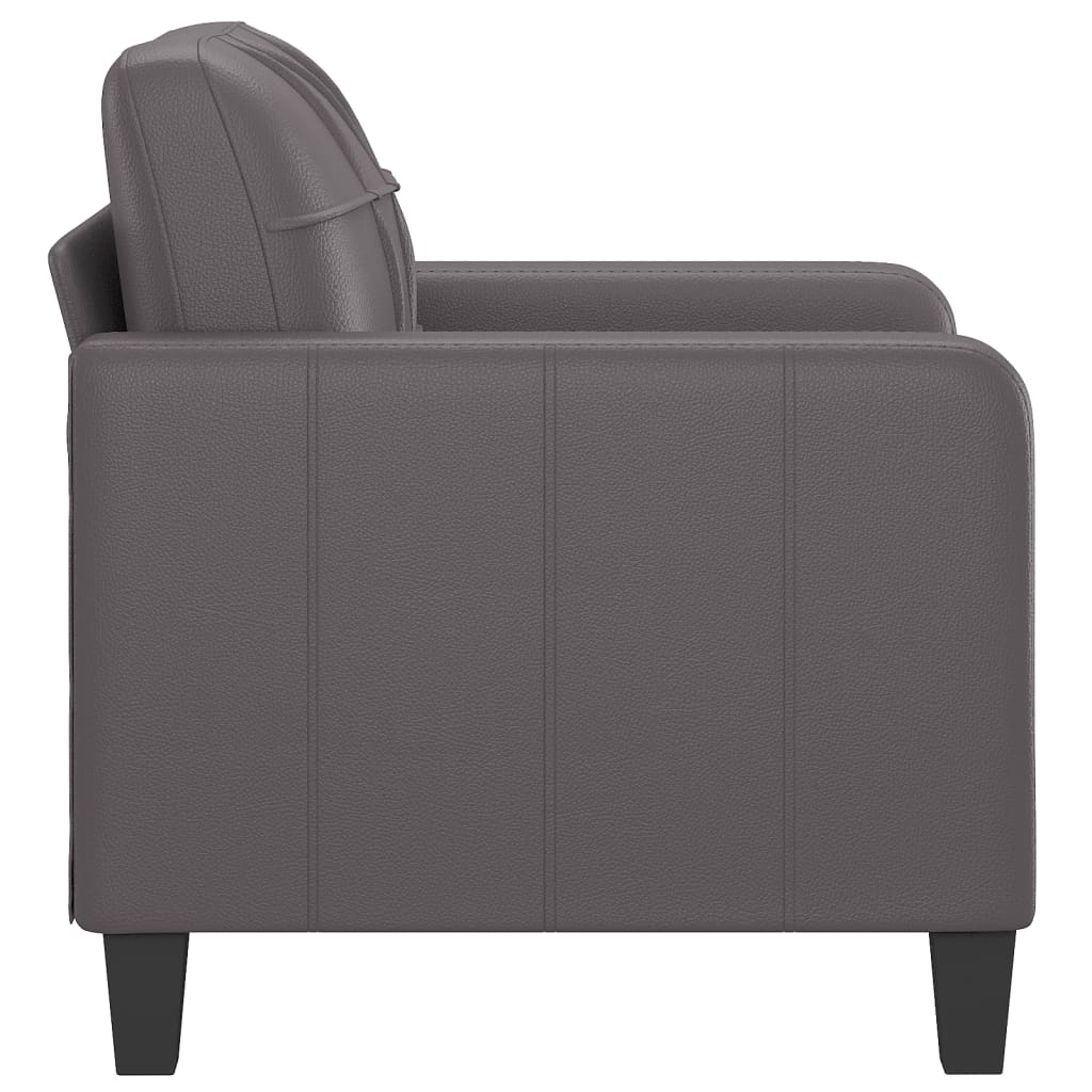 Fauteuil gris 60 cm simili cuir