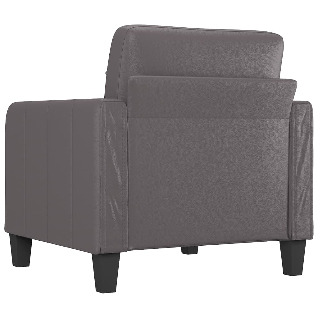 Fauteuil gris 60 cm simili cuir