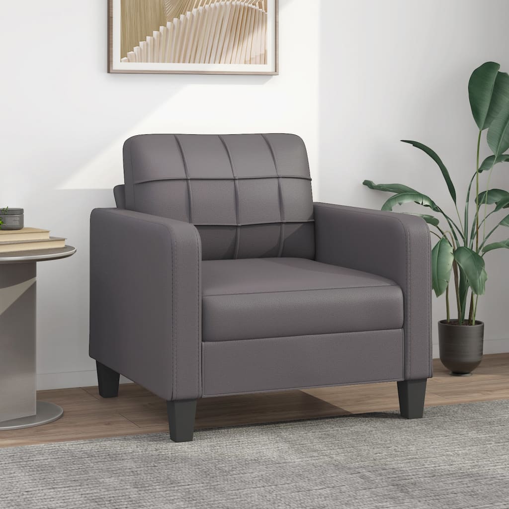 Fauteuil gris 60 cm simili cuir