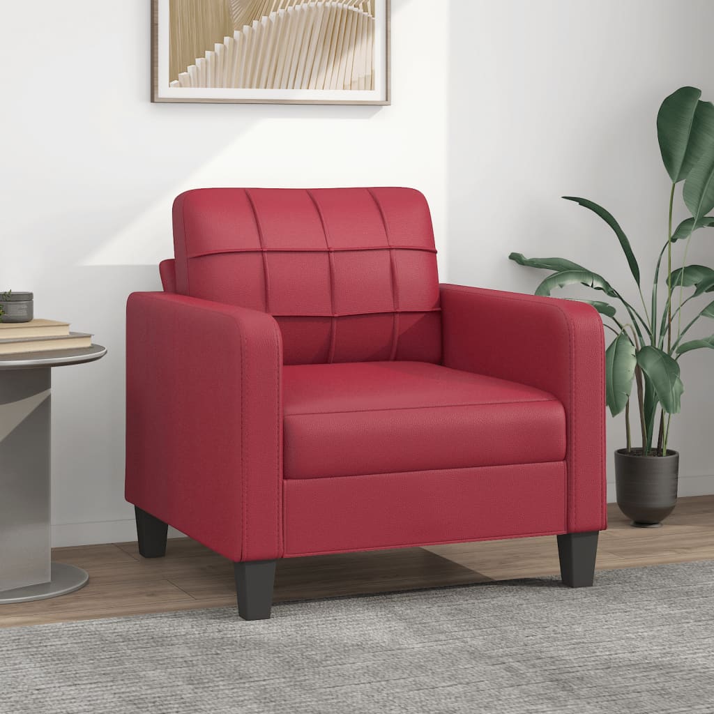 Fauteuil rouge vin 60 cm simili cuir