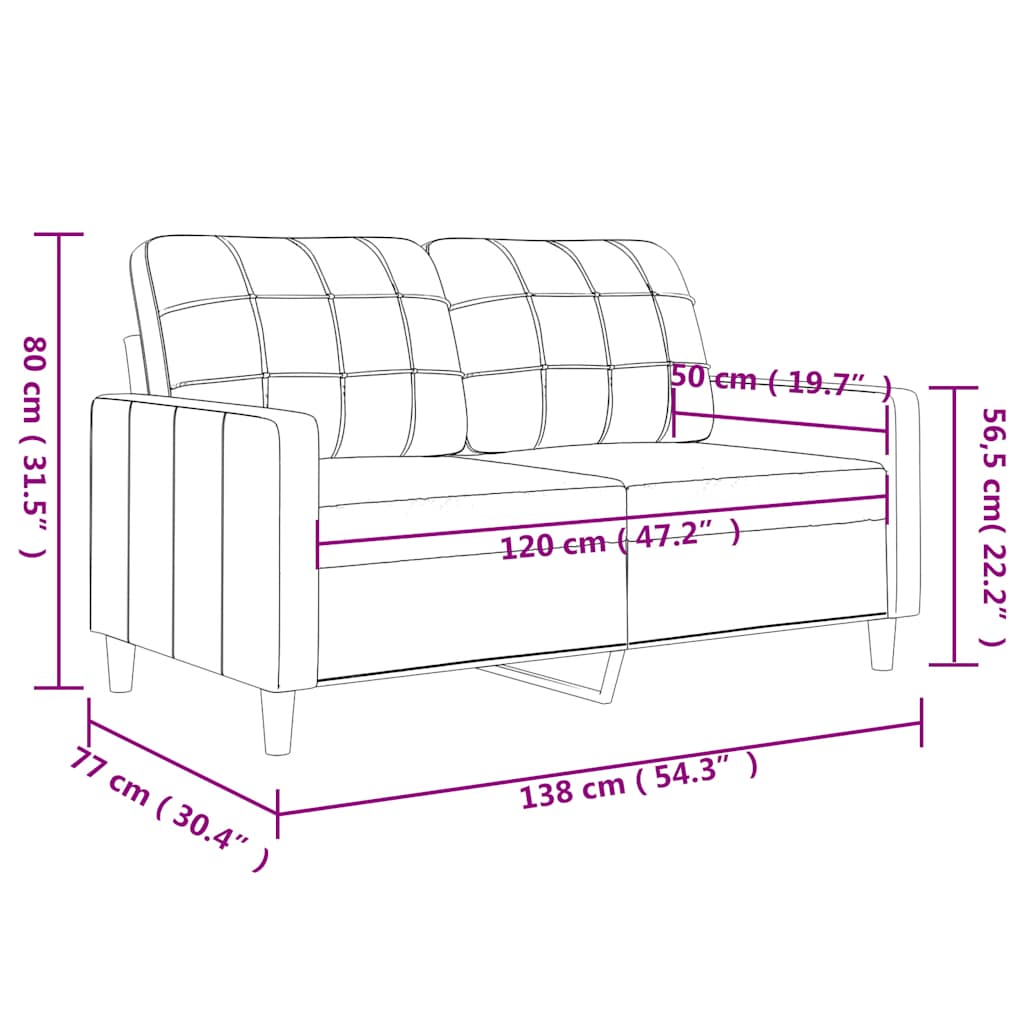 Canapé 2 places crème 120 cm simili cuir