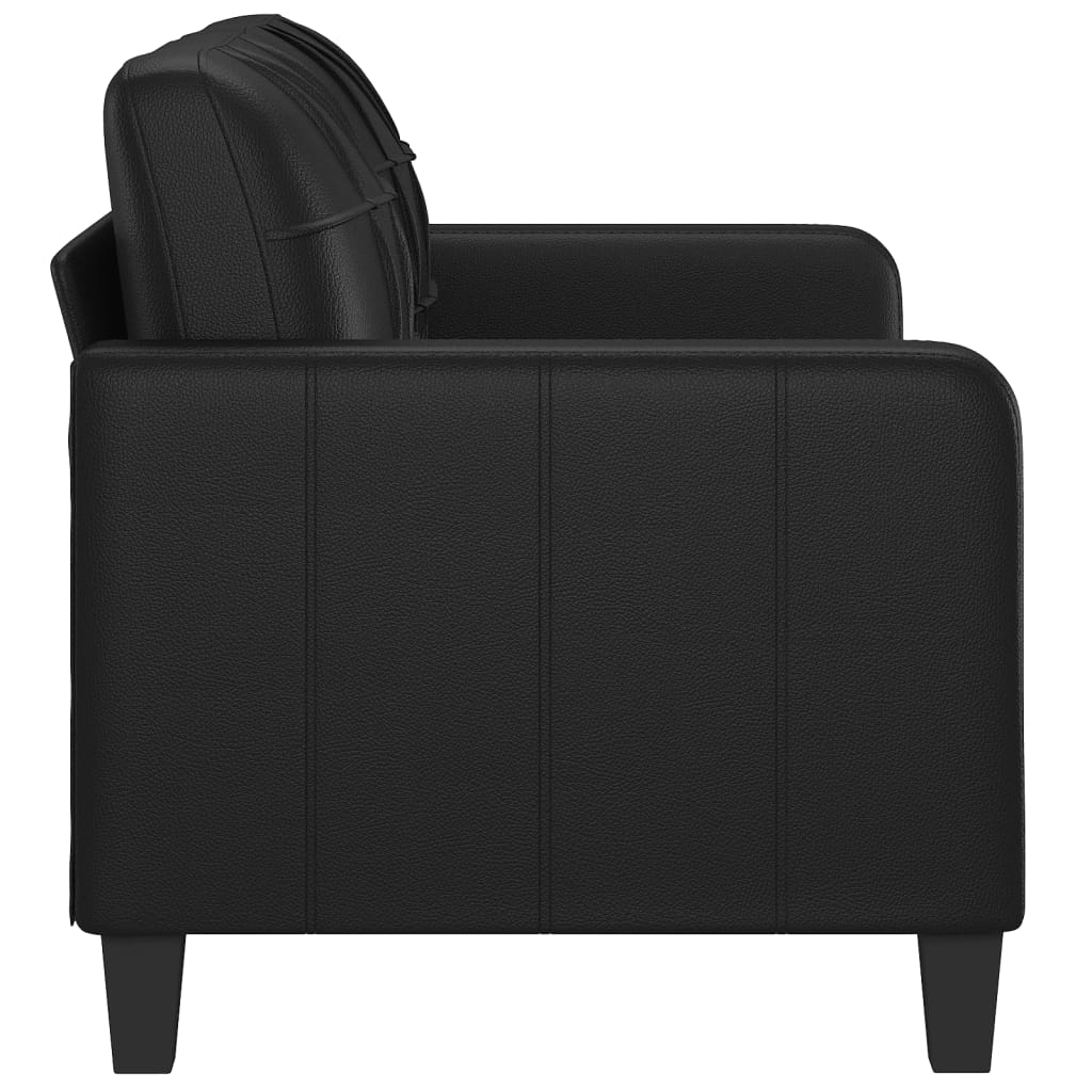 2-Sitzer-Sofa Schwarz 140 cm Kunstleder