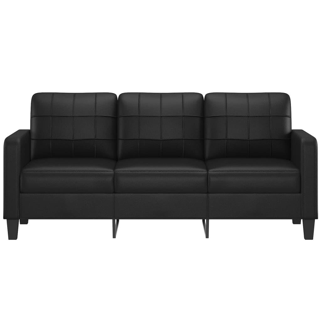 3-Sitzer-Sofa Schwarz 180 cm Kunstleder