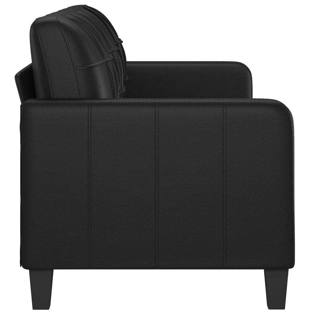 3-Sitzer-Sofa Schwarz 180 cm Kunstleder