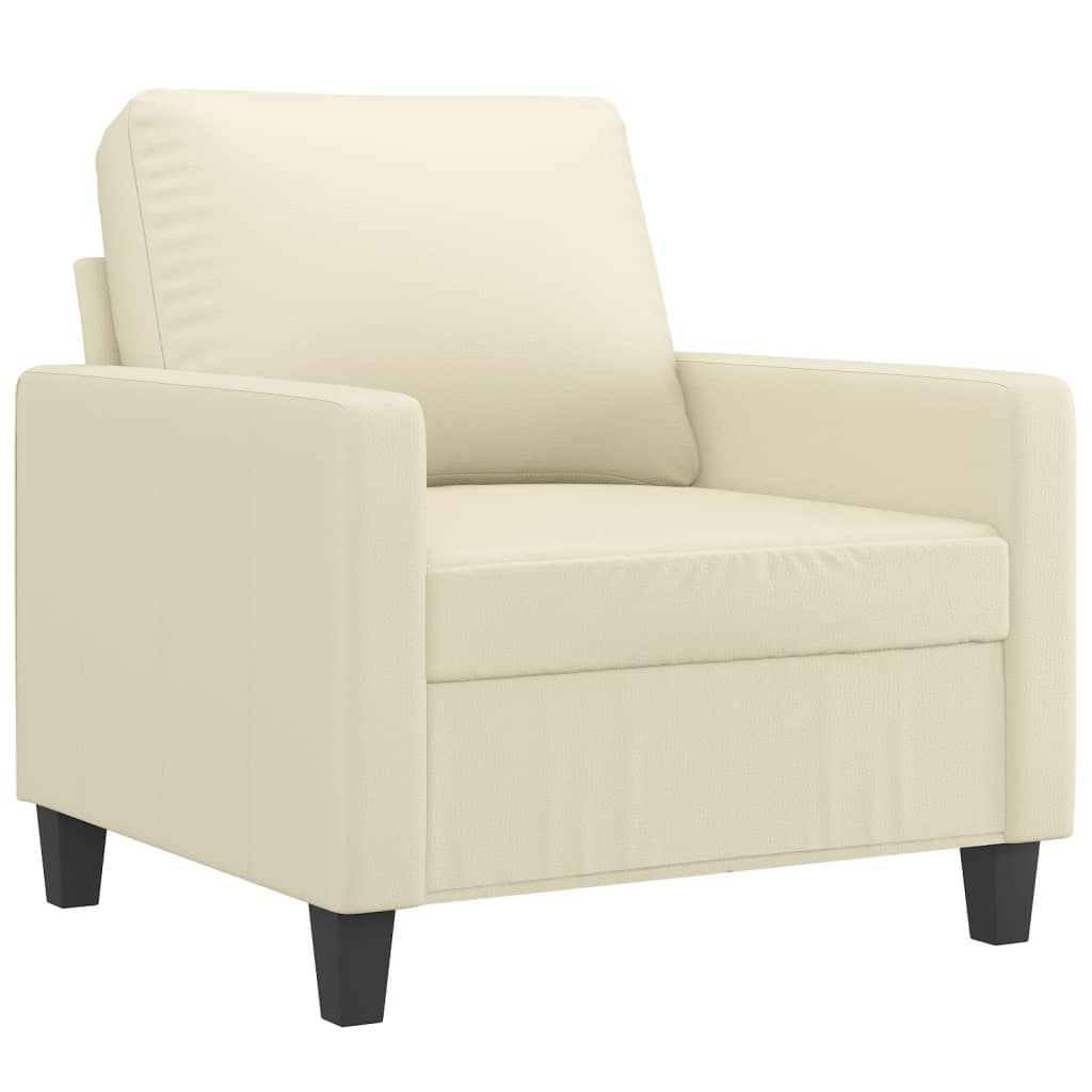 Fauteuil crème 60 cm simili cuir