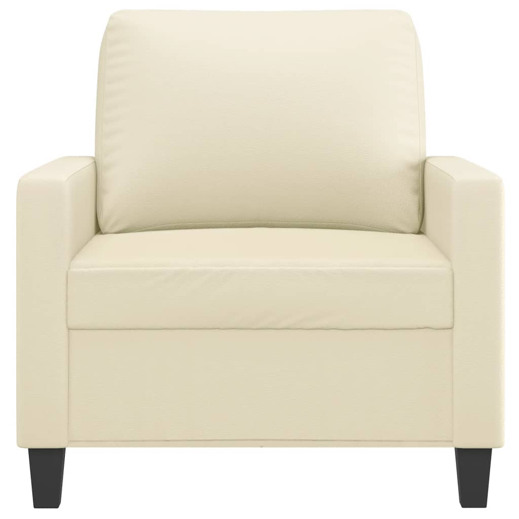 Fauteuil crème 60 cm simili cuir