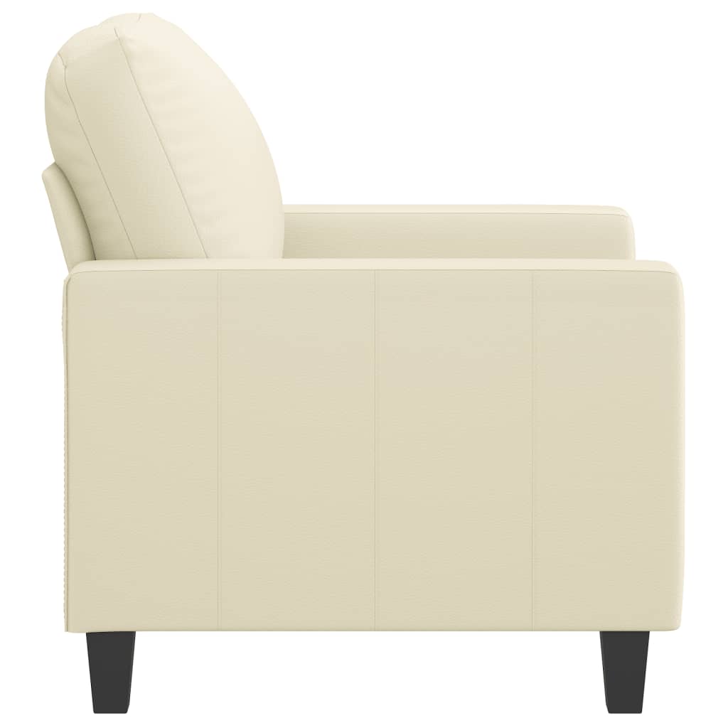 Fauteuil crème 60 cm simili cuir