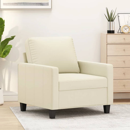 Fauteuil crème 60 cm simili cuir