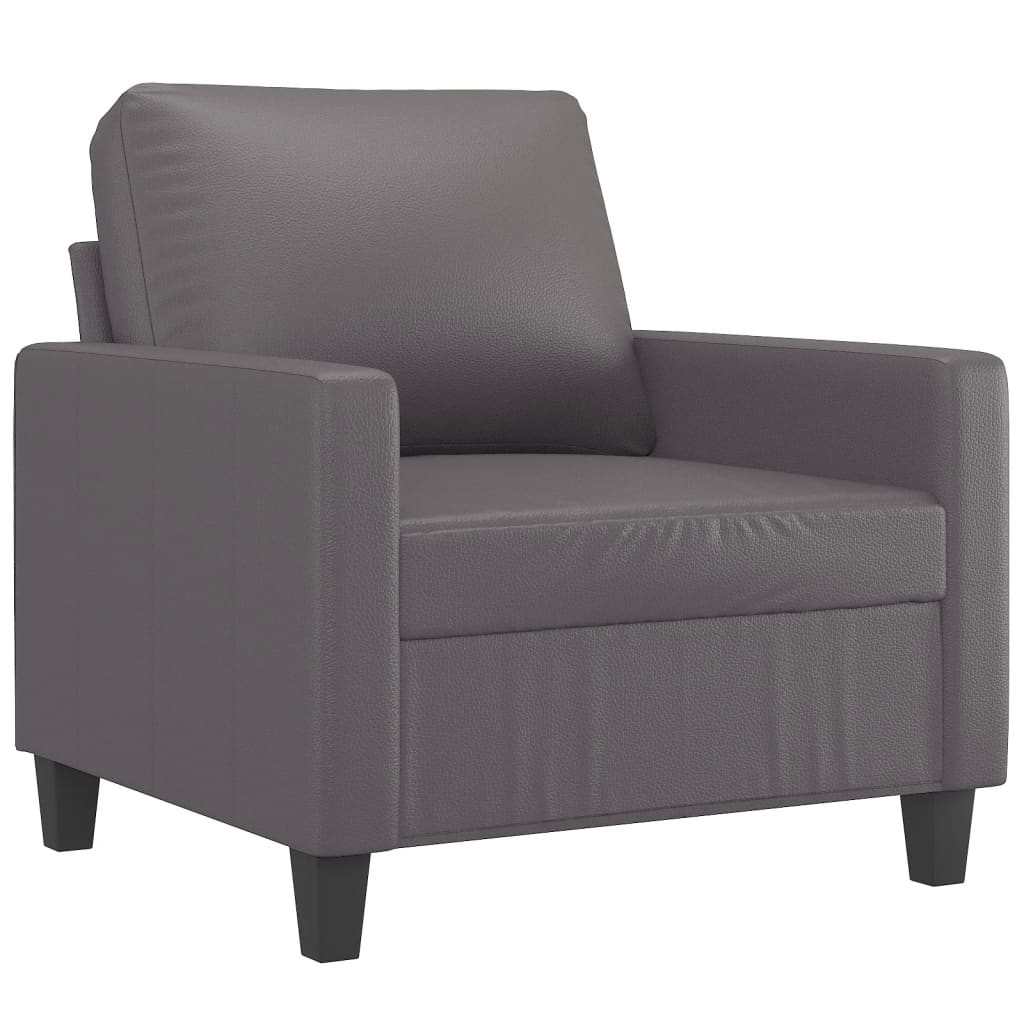 Fauteuil gris 60 cm simili cuir