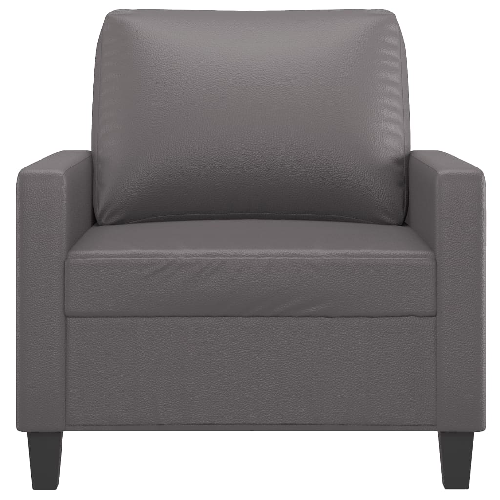 Fauteuil gris 60 cm simili cuir