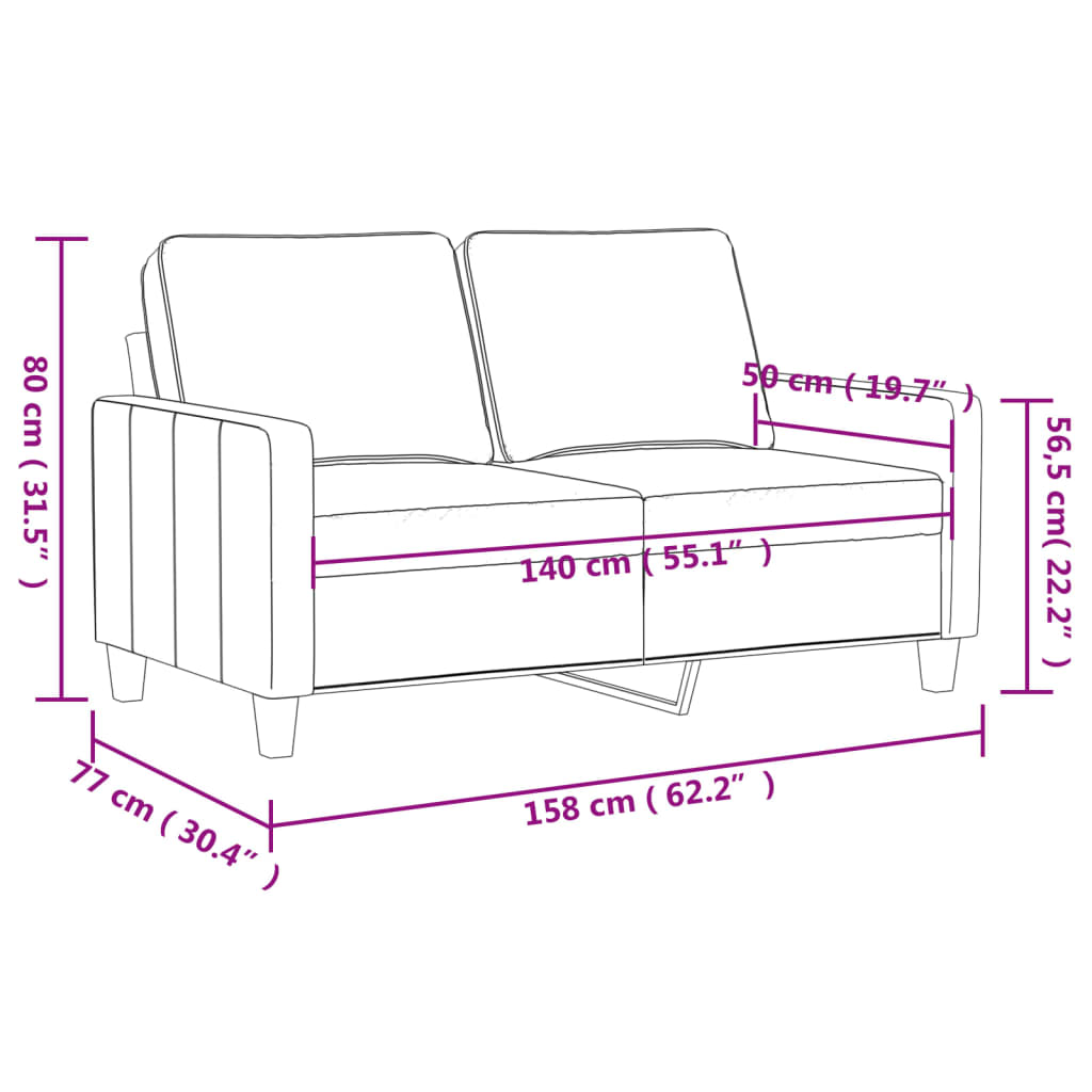 2-Sitzer-Sofa Grau 140 cm Kunstleder