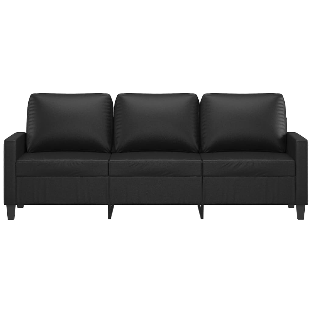 3-Sitzer-Sofa Schwarz 180 cm Kunstleder