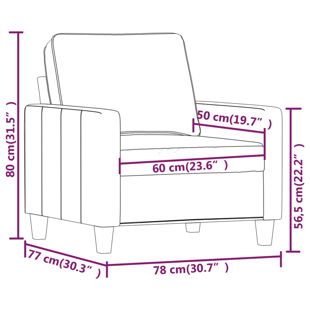 Canapé fauteuil gris clair 60 cm tissu