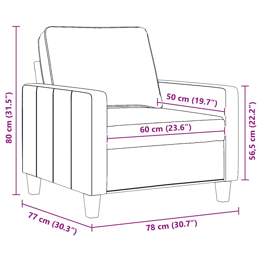 Sofasessel Hellgrau 60 cm Stoff