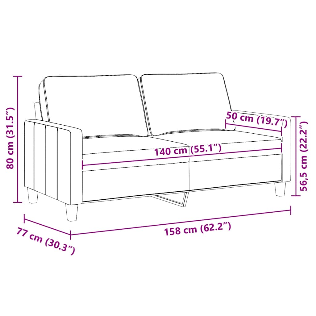 2-Sitzer-Sofa Hellgrau 140 cm Stoff