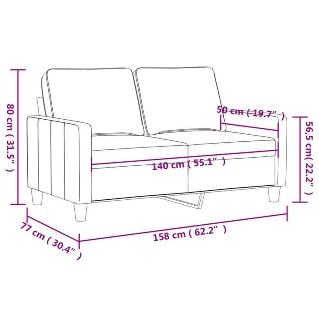 Canapé 2 places tissu crème 140 cm