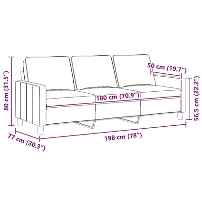 3-Sitzer-Sofa Hellgrau 180 cm Stoff