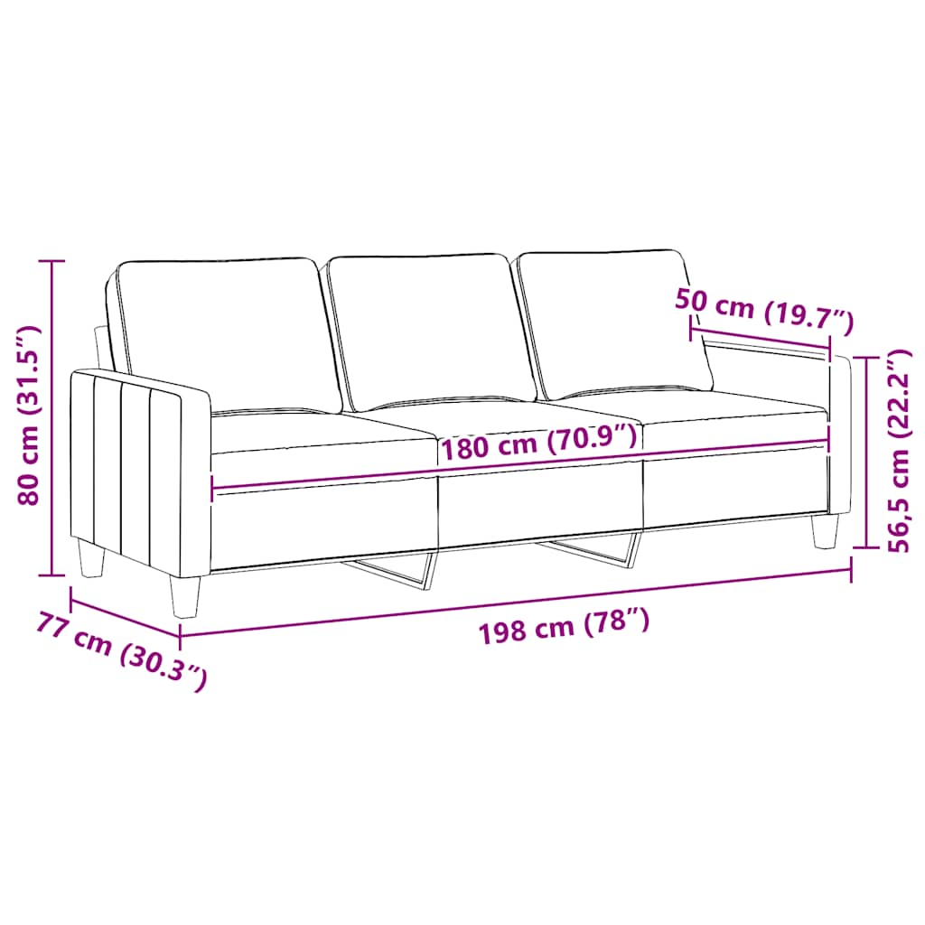 3-Sitzer-Sofa Dunkelgrau 180 cm Stoff