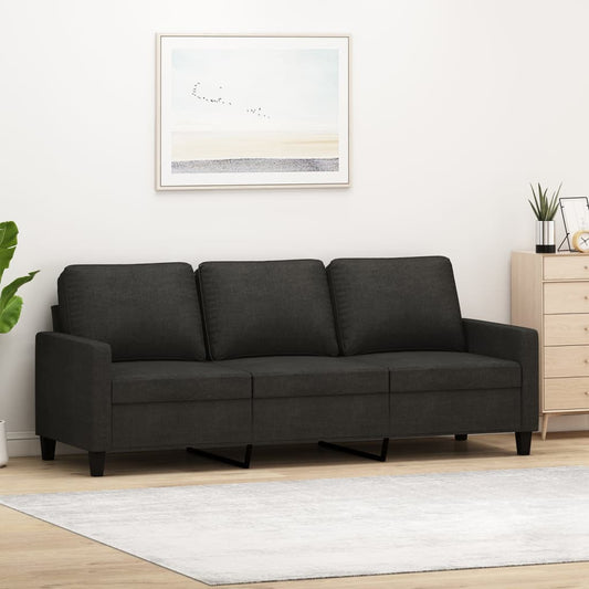 3-seater sofa black 180 cm fabric