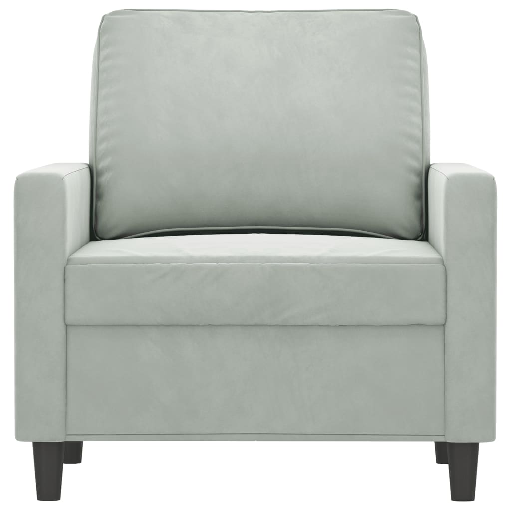 Fauteuil gris clair 60 cm velours