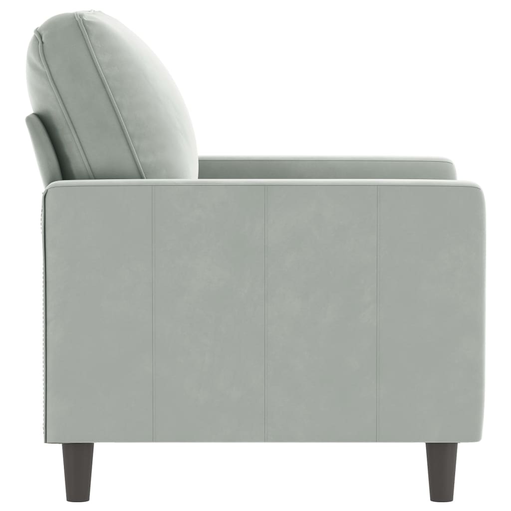 Fauteuil gris clair 60 cm velours