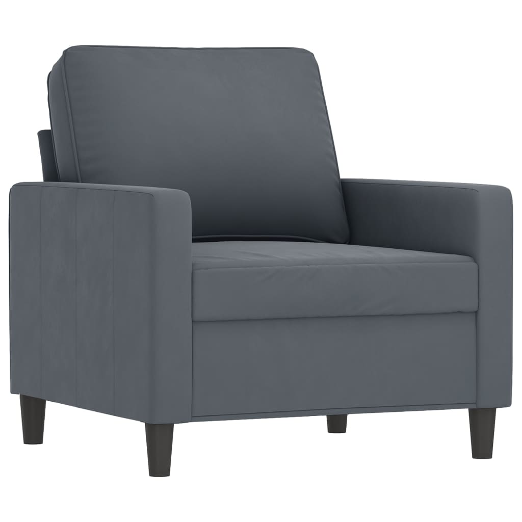 Fauteuil gris foncé 60 cm velours