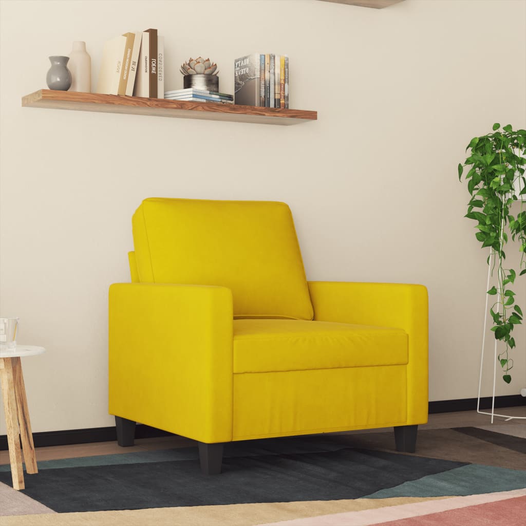 Fauteuil jaune 60 cm velours