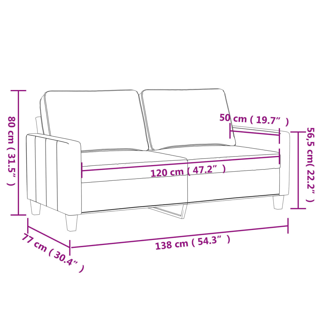 Canapé 2 places jaune 120 cm velours